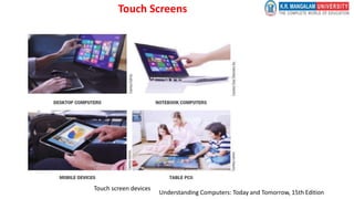 Touch Screens
Touch screen devices
Understanding Computers: Today and Tomorrow, 15th Edition
 
