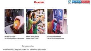 Readers
Barcode readers
Understanding Computers: Today and Tomorrow, 15th Edition
 