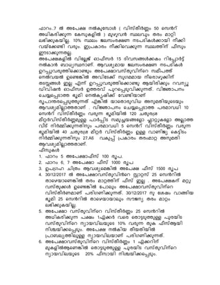 ഫാെം..7 ൽ അകരക്ഷ െൽേ കപാൾ ( വിസ്തീർണ്ണം 50 നസൻ്
അധിേരിക്ക ന്ന കേസ േളിൽ ) മ ഴ വൻ സ്ഥെവ ം തരം മാറ്റി
െഭിക്ക േയിെെ. 10% സ്ഥെം ജ്െസംരക്ഷണ െടരടിേൾക്കായി െീക്കി
വയ്കക്കണ്ടി വര ം. ഇ്രോരം െീക്കിനവക്ക ന്ന സ്ഥെത്തിന്പ ഫീസ ം
ഈടാക്ക ന്നതെെ.
അകരക്ഷേളിൽ വികെെജ് ഓഫീസർ 15 ദിവസങ്ങൾക്കേം െികപ്പാർട്ട്
െൽോൻ ബാധയസ്ഥൊണ്. ആവശയമായ ജ്െസംരക്ഷണ െടരടിേൾ
ഉെപ്പുവര ത്തിനക്കാണ്ട ം അകരക്ഷാവസ്ത വിന്പനെ സമീരത്ത്
നെൽവയൽ ഉനണ്ടങ്കിൽ അവികടക്ക് സ ഗമമായ െീനരാഴ ക്കിന്പ
തടസ്സങ്ങൾ ഇെെ എന്ന് ഉെപ്പുവര ത്തിനക്കാണ്ട ആയിരിക്ക ം െവെയൂ
ഡിവിഷൻ ഓഫീസർ ഉത്തരവ് ര െനപ്പട വിക്ക ന്നത്. വിജ്ഞാരെം
നെയ്യനപ്പടാത്ത ഭൂമി നെൽേൃഷിക്ക് കവണ്ടിയാണ്
രൂരാരരനപ്പട ത്ത ന്നത് എങ്കിൽ യാനതാര വിധ അെ മതിയ നടയ ം
ആവശയമിെൊത്തതാണ് . വിജ്ഞാരെം നെയ്യനപ്പടാത്ത രരമാവധി 10
നസൻ് വിസ്തീർണ്ണം വര ന്ന ഭൂമിയിൽ 120 െത ര്ശ
മീറ്റർവിസ്തീർണ്ണമ ള്ള രാർപ്പിട സമ ച്ചയങ്ങകളാ ഫ്ലാറ്റുേകളാ അെൊത്ത
വീട് െിർമ്മിക്ക ന്നതിെ ം രരമാവധി 5 നസൻ് വിസ്തീർണ്ണം വര ന്ന
ഭൂമിയിൽ 40 െത ര്ശ മീറ്റർ വിസ്തീർണ്ണം ഉള്ള വാണിജ്യ നേട്ടിടം
െിർമ്മിക്ക ന്നതിെ ം 27.A6 വേ പ്പ് ്രോരം തരംമാറ്റ അെ മതി
ആവശയമിെൊത്തതാണ്.
ഫീസ േൾ
1. ഫാെം 5 അകരക്ഷാഫീസ് 100 രൂര.
2. ഫാെം 6, 7 അകരക്ഷാ ഫീസ് 1000 രൂര
3. ഉര്ഗഹ െി്തം ആവശയനമങ്കിൽ അകരക്ഷ ഫീസ് 1500 രൂര
4. 30/12/2017 ൽ അകരക്ഷാവസ്ത വിൻനെ സ്റ്റാറ്റസ് 25 നസൻെിൽ
താനഴയാനണങ്കിൽ തരം മാറ്റത്തിന്പ ഫീസ് ഇെെ . അകരക്ഷേന്പ മറ്റു
വസ്ത ക്കൾ ഉനണ്ടങ്കിൽ കരാെ ം അകരക്ഷാവസ്ത വിന്പനെ
വിസ്തീർണമാണ് രരിഗണിക്ക ന്നത്. 30/12/2017 െ കശഷം വാങ്ങിയ
ഭൂമി 25 നസൻെിൽ താനഴയായാെ ം സൗജ്െയ തരം മാറ്റം
െഭിക്ക േയിെെ.
5. അകരക്ഷാ വസ്ത വിന്പനെ വിസ്തീർണ്ണം 25 നസൻെിൽ
അധിേരിക്ക ന്ന രക്ഷം 1ഏക്കർ വനര നതാട്ടട ത്ത ള്ള ര രയിട
വസ്ത വിന്പനെ െയായവിെയ നട 10% വര ന്ന ത േ ഫീസ്ആയി
െിശ്ചയിക്കനപ്പട ം. അകരക്ഷ െൽേിയ തീയതിയിൽ
്രാബെയത്തിെ ള്ള െയായവിെയാണ് രരിഗണിക്ക ന്നത്.
6. അകരക്ഷാവസ്ത വിന്പനെ വിസ്തീർണ്ണം 1 ഏക്കെിന്പ
മ േളിൽആനണങ്കിൽ നതാട്ടട ത്ത ള്ള ര രയിട വസ്ത വിന്പനെ
െയായവിെയ നട 20% ഫീസായി െിശ്ചയിക്കനപ്പട ം.
 