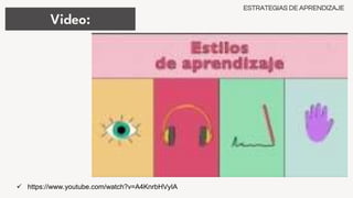 Video:
 https://www.youtube.com/watch?v=A4KnrbHVyIA
ESTRATEGIAS DE APRENDIZAJE
 