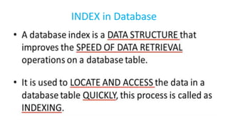INDEX in Database
 