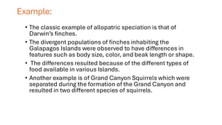 About modes of Speciation and examples and factors influencing it | PDF