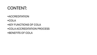 Doc Cola Clinical Laboratory Technology - ACCREDITATION BOARDS - COLA | PDF