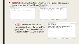 Queue collection of Frame work in oops through java | PPTX ...