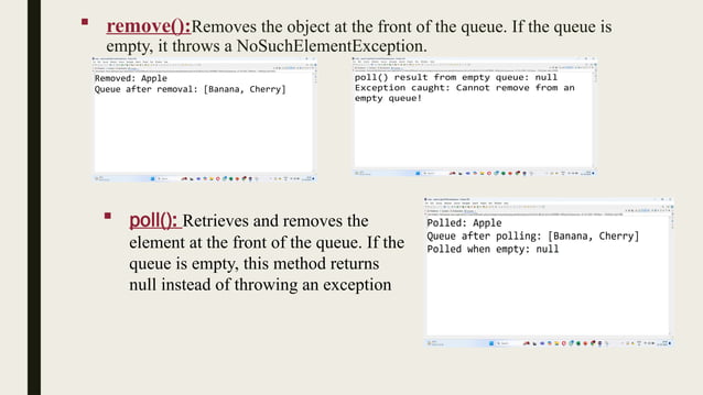 Queue collection of Frame work in oops through java | PPT