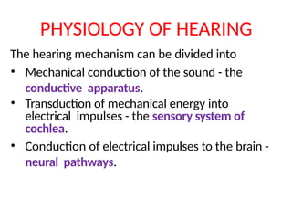 Comprehensive Physiology of Hearing and Equilibrium Mechanisms | PPTX