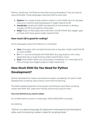 How Much GB RAM Do You Need for Coding? 5 Powerful Reasons 8GB Is More ...