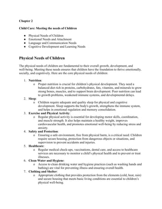 Child Care: Meeting the needs of Children doc | PDF