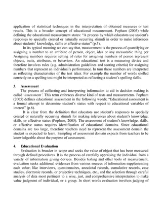 Educational assessment course: Assessment, Evaluation and Measurements ...