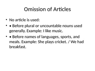 English Grammar Use Of Articles A An And The | PPTX