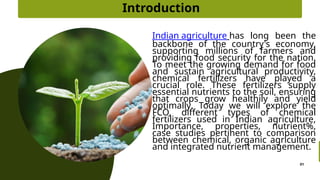Overview of chemical fertilizers usage of india agriculture | PPTX
