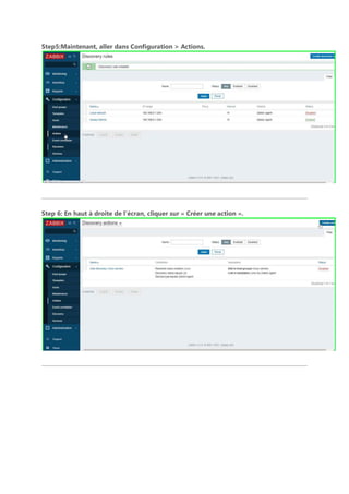 Step5:Maintenant, aller dans Configuration > Actions.
Step 6: En haut à droite de l’écran, cliquer sur « Créer une action ».
 