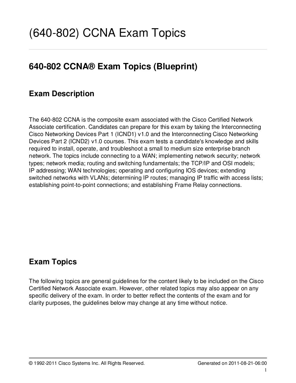 CCNA Syllabus