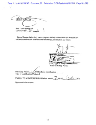 Case 1:11-cv-20120-PAS Document 58     Entered on FLSD Docket 09/16/2011 Page 58 of 76




         A - - x
            *'
                 N   ..   .
        DEREV T
                               N
                                   i




       CU T O O D
       SAE FLq-
       TT O F a
        O NY     A                     )
        De ek Thom a ,be ng dul s
          r         s i       y wom ,de esa s y t tt a t he Ans sa e
                                       pos nd a ha he tac d    wer r
       tu a co r c t t bes ofli/ rkno e , i onna i a be i f
       r e nd r e t o he t lshe          wl dge nf ton nd le .
                                            '
                                                             f,
                                                              t
                                                              .
                                                              -'
                                                              k
                                                              d
                                                              .
                                                                        N
                                                                        .    /
                                                                             ;
                                                                             #
                                                                   '
                                                                   .
                                                                   k
                                                                        y
                                                                        t    t
                                                                             l
                                                                            ,-
                                                                   '
                                                                   j
                                                                   '$   î )j
                                                                        '
                                                         @          '
                                                                    $
                                                                        '
                                                                            t
                                                                            *
                                                                            '
                                                                            l
                                                                             /
                                                                             f



                                                  os %e xoar pusj sj
                                                  s- .    ty    c                .
                                                                                 '
                                                 tj > ov cj ta osra t
                                                       aj jj t fo .
                                                        da , a
                                                         @ e                             .

                                                 y0. ujsssn4 gsx j
                                                  c.g Ecm)io aa a.
                                                  .v xroso o
                                                   )* yem2;o;
                                                   # po j n
                                                ( i ,Typeor
                                                Prnt              ' 'ne
                                                                    ' d
                                                 Nn ofNotr Publc)
                                                   me     ay   i

       Pe s ly K nown
         r ona l          O R Produc d I ntf c ton
                                    e de ii a i
       Type ofI ntsca i r
               de i ton oduc d:
                             e
                                                                             *
                                                     -                       $       y
       S R T A S S RB Dbfrmehs dyo )r, ' al
       WO N O ND UB C IE eoe ti a f    j ol                                      .           ,


       M y c m i s on e pies
            om s i x r :




                                           12
 