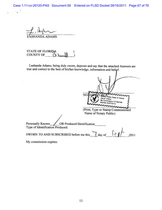 Case 1:11-cv-20120-PAS Document 58        Entered on FLSD Docket 09/16/2011 Page 67 of 76




             t   k
                 j
                 y
                  s,y
                  l.
                  j,
                  '
                 jj
                 j,jg
                   rj
                   sy
                 khj
                 /t
                    g
                    j
                 r' k
                  ',
                        y
                        ,
                        j   .
         A SH A ND A A DA M S




       CAE FFOI
       SUT OLR%
        TTOF
        ONY                         k)
                                     )
                                    Y N




        Lashanda A dam s,bei dul s n,
                           ng y wor depos sand s t tt atx hed M s ersar
                                         e      ay ha he t       w     e
       tu a co r tt t bes ofhi/ rknowl ,i o ma i a bel f
       r e nd rec o he t         she    edge nf r ton nd i .

                                                          %
                                                              '

                                                          th
                                                          i j
                                                            .
                                                            t
                                                                   j
                                                                   -
                                                                   ,

                                               NO    .w   4 oavi csbstoptqa
                                                          .U4d uit fo
                                                                   la t
                                                                    ce j
                                                     <rR#< uxroosjg:unqgsx
                                                      t z Ex cs mjoo ga
                                                      F
                                                      u
                                                      *
                                                            yemajojo
                                                                  es

                                                  ( i ,TypeorSt Commisoned
                                                  Prnt         nmp    si
                                z
                                '                  Na ofNoayPublc
                                                     me     tr     i)

       Per o ly Known
          s na l          OR Produce I ntfca i
                                    d de ii ton
       TypeofI ntf i n Pr uc d:
                de ikato od e

       SW ORN TO AN D SU BSCRIBED be or m e t s
                                    f e      hi           da of
                                                            y      ft
                                                                   '
                                                                   ,          co1I
                                                                              ,


       M y c m i s on e r :
            om s i xpies




                                             13
 