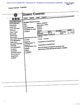 Case 1:11-cv-20120-PAS Document 75 Entered on FLSD Docket 11/29/2011 Page 33 of 61
                                                                                          Pa e 1o 1
                                                                                            g f
*-    j
     Dim a t Hhe .Fr s u
        s s CBn 'S e hst


             '             l
                           SM                  XI
             .
                 & R      Home    seam        a ---Re t
                                              w      pors                 --         -    .--
                                                                                          -         ...- .
                                                                                                      . -

      Tr a Buduv anu
       ain j e                                            .
                          MOVE N RE O TDE AI
                              O T QU     TV
      CA No quEs'
        se =
      AcmoM Re  rs        SW             M a s La h da
                                            m , s on
      Cuz l o
         v NF             Cl n
                           it
                            e                 Budu e t, ain
                                                l v r lTr a
      Cus ST Y I F
         v A NO           Rm ue M Da e
                                    t         8 4 01
                                               /Q 0
      CONTACT
            -S            Requ- t ForDat
                                 ed    e      8/ 2010
                                                5/
      cuENm Tu Ks         Locat
                              ions             Nan al
                                                 rl
                                              Gener           t t
                                                              - l         B--- Cl
                                                                             - t y         ' aeDp
                                                                                            tt
                                               Mem M al       801 S.           Pem br
                                                                                    oke    x ax za
      DlscHAaœ                                Re ona Ho pi lDou IsRd
                                                    l st ' a
                                                          a                    Pies
                                                                                n
      DRl xo l o
         vl NF
      EMpL sr SCHEDULE
           oo
      EMpuoo er           Reques ed OutTi e
                                 t      m     8: *
                                                00
      Fleo Mova eyr
        x           s     Dur in
                              ato              5 e qs) 0 en tll
                                                           uel
      HoMecoxF.           M odeof             Tr anspored by Famiy rend
                                                       t         lr i
       MoveMeNm RequEsn   Transporaton To
                                   ti
       OFF :
          :xse            M Y e of             Tr
                                                anspored by FamiyFrend
                                                       t        l/ i
       PAYMENTS
       OpeN Mo- ec s      Tr on t i Fr
                           Rea: aton om
                             anspor            Mem oralRegi Hospialorphysi vi t
                                                     i    onal     tf    dan si
       PR AMS
         OGR               Slts
                             u                 Appr ve a Fl d Move t( l f de al
                                                  o d s xe        men cl or t i
                                                                        ck     s)

       RK UI CHECKS
            RE:             cancel
       STATUS HISTORY
       Stssl Nce
         l sTE
       SUMMARY
 