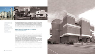 Fachada frontal de la Catedral de La Vega,       presionista del Museo del Hombre Dominicano se desdibujan frente a obras como el Huacal (brutalista)
realizada por Pedro Mena (1990) en base
al proyecto original de Erwin Cott (1968).       o el Teatro Nacional (clasicista), para sólo citar ejemplos extremos. Es el momento de la arquitectura de
Foto Jochi Marichal.
                                                 autor, de la expresión libre resultante de la posibilidad de elección frente a las propias demandas del pro-
Museo del Hombre Dominicano,
                                                 yecto. No existe ya tal cosa como una arquitectura nacional única, capaz de expresar simbólicamente
Plaza de la Cultura en Santo Domingo. 1973.
José Antonio Caro Alvarez, José Antonio y        una supuesta dominicanidad. Los sueños inspirados de Gazón, quien apenas publicaba sus proclamas
Danilo Caro Ginebra. Foto Onorio Montás.
                                                 para una arquitectura de raigambre local quince años atrás,9 parecían un siglo distantes en el tiempo.
Museo de Historia Natural, Plaza de la Cultura
en Santo Domingo, 1974. Héctor Tamburini,
Federico Fondeur y Miguel Vila.                  El diseño de la nueva sociedad: rutas de la modernidad
Foto Onorio Montás.

Galería, hoy Museo de Arte Moderno,
                                                 en la arquitectura dominicana
Plaza de la Cultura en Santo Domingo. 1975.      La influencia de Pier Luigi Nervi y de los estructuralistas italianos del momento se hace evidente en obras
José Miniño. Foto de Onorio Montás.
                                                 como la Capilla del Orfanato de Haina (1965, el sobresaliente conjunto de la Shell/CONALCO en Santo
                                                 Domingo o la Catedral de La Vega (Cott y Gautier), esta última terminada una década más tarde por Pe-
                                                 dro Mena (1952), actuando sobre los cimientos y las muraturas del proyecto eventualmente asignado a
                                                 Cott, de evidente estilización kahniana. Incluso la obras cumbres de Calventi recurren al vocabulario del
                                                 hormigón visto y son las estructuras elevadas a su máxima expresividad poética.
                                                 La asociación de Cott y Gautier produce muchas obras de calidad, sobre todo en el universo domésti-
                                                 co. El legado del trabajo realizado por esta pareja de renombrados arquitectos va más allá del campo de
                                                 la práctica. Ambos han ocupado, sobre todo Gautier, posiciones institucionales o cargos públicos. Am-
                                                 bos han tenido una vida de entrega a la mejoría de la cultura arquitectónica dominicana.
                                                 Calventi actúa en sus años tempranos dentro de la oficina de planificación del campus de la Universidad Autó-
                                                 noma de Santo Domingo, pero es su gran talento como diseñador que le confiere la oportunidad de realizar
                                                 obras de gran calidad y vanguardismo. Inicia su carrera con la Residencia para la Embajada de Francia en la
                                                 República Dominicana (1963), síntesis de una estética corbusiana racionalista y los postulados espaciales del
                                                 organicismo, lamentablemente demolida para dar lugar a un estacionamiento comercial. El Mercado Nuevo de




292|LOS TIEMPOS DE LA LIBERTAD 1961-1978                                                                                                                         LOS TIEMPOS DE LA LIBERTAD 1961-1978   |293
 