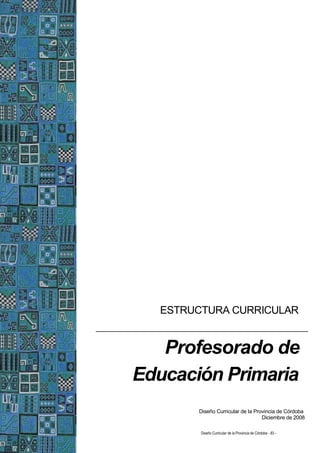 ESTRUCTURA CURRICULAR
Profesorado de
Educación Primaria
Diseño Curricular de la Provincia de Córdoba
Diciembre de 2008
Diseño Curricular de la Provincia de Córdoba - 83 -
 