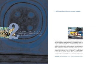 2|1 Del tropicalismo enfático al sintetismo conjugado




2
L A C O N T I N UAC I Ó N D E
lenguajes y tendencias en
la modernidad nacional


                                Al apreciarse el balance de la escritura mural dominicana, es indudable que Vela Za-
                                netti ocupa la posición del muralista mayor no solo en el país, donde por primera vez
                                consagra la manifestación artística del mural, sino también en el ámbito caribeño en
                                donde no tiene comparaciones. Su vocabulario visual entraña la tradición del fresco
                                romántico y renacentista, la relación etno-social antillana que asume directamente y su
                                relación con Darío Suro y con la escuela mexicana. Ese vocabulario suyo, que desa-
                                rrolla y madura en territorio antillano, es confesadamente ajeno a la tropicalidad. En
                                declaración para el Listín Diario en torno a sus captaciones de la realidad, él asegura
                                lo siguiente: «Yo nunca capté la luz del trópico» –afirma– «yo nunca he sido un pin-
                                tor kodak, sino que he llevado mi propia luz y mi propio sonido. Para mí esta no es



                                Jacinto Domínguez|Paisaje con ropa tendida|Óleo/tela|55 x 68 cms.|Sin fecha|Col. Centro Cultural Eduardo León Jimenes.
 