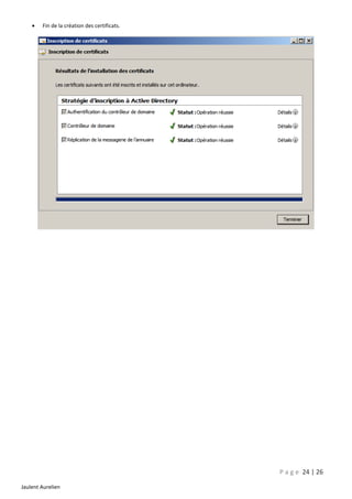 

Fin de la création des certificats.

P a g e 24 | 26
Jaulent Aurelien

 