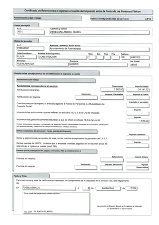 Nomina y Certificado de Retenciones del Personal Auxiliar del GM-UPyD de Fuenlabrada