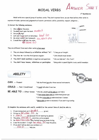 modal exercises answer key