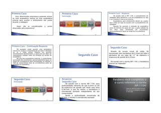 •13/06/2012
•15
Uma determinada empreiteira pretende utilizar
ou uma acopladeira interna ou uma acopladeira
externa para auxiliar o alinhamento das juntas
durante a soldagem.
Quais são as considerações a serem
observadas pela empreiteira?
•267
API 1104
CapítuloCapítuloCapítuloCapítulo
5555
Item 5.3Item 5.3Item 5.3Item 5.3
SubSubSubSub----ItemItemItemItem
5.3.2.115.3.2.115.3.2.115.3.2.11
CapítuloCapítuloCapítuloCapítulo
7777
Item 7.3Item 7.3Item 7.3Item 7.3
•268
De acordo com a API 1104, o procedimento de
soldagem deve identificar o uso de acopladeiras ou não
e se a mesma é interna ou externa.
Acopladeiras para alinhamento devem ser usadas
para soldas de topo de acordo com o procedimento de
soldagem.
Quando for possível a remoção da acopladeira
antes do término do passe de raiz, a parte soldada da
raiz deve estar distribuída em incrementos
aproximadamente iguais ao longo da circunferência.
•269
De qualquer modo quando uma acopladeira
interna for usada e a movimentação do tubo é inevitável
ou se a solda estiver exposta um possível
tensionamento desnecessário, o passe de raiz deve ser
inteiramente soldado antes da remoção da tensão da
acopladeira.
No caso das acopladeiras externas, o comprimento
acumulado dos incrementos aproximadamente iguais ao
longo da circunferência deve corresponder no mínimo a
50% do comprimento total da circunferência antes da
remoção da acopladeira.
•270
Através do ensaio visual de solda, foi
encontrado uma mordedura de 0,3mm em todo o
perímetro de um tubo de 12” de diâmetro e
espessura de parede de 6,35mm.
De acordo com a norma API 1104, a mordedura
precisa ser reparada?
•272
API 1104
CapítuloCapítuloCapítuloCapítulo
9999
Item 9.7Item 9.7Item 9.7Item 9.7
SubSubSubSub----ItemItemItemItem
9.7.19.7.19.7.19.7.1
SubSubSubSub----ItemItemItemItem
9.7.29.7.29.7.29.7.2
Tabela 4Tabela 4Tabela 4Tabela 4
•273
De acordo com a norma API 1104, para
profundidades menores do que 0,4mm ou 6%
da espessura de parede que neste caso seria
0,381mm, o que for menor, a mordedura é
considerada aceitável independente do seu
comprimento.
Sendo a profundidade encontrada de
0,3mm, a mesma é considerada aceitável.
•274
Faça os nossos outros cursos
de normas e prepare-se para
o mercado.
•275
 