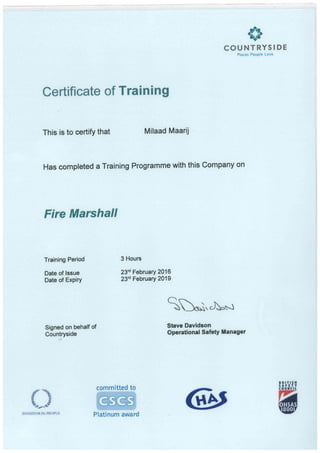 Fire Marshall Certificate
