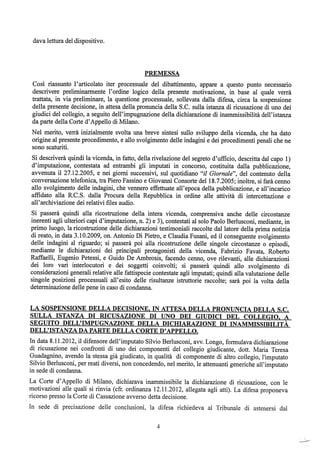 motivazioni sentenza Berlusconi - nastro Fassino/Consorte