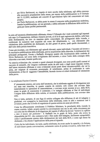 motivazioni sentenza Berlusconi - nastro Fassino/Consorte