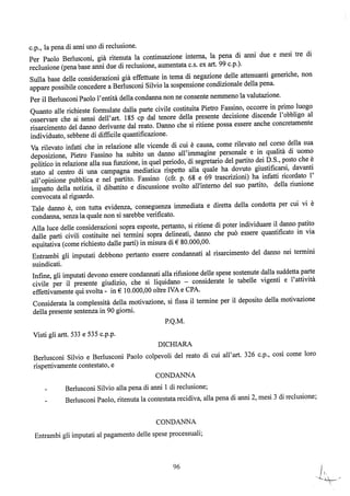 motivazioni sentenza Berlusconi - nastro Fassino/Consorte