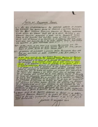 Acta de ocurrencia de efectivo asignado a seguridad del ministro de Trabajo