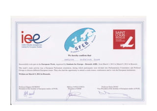Certificate of participation - European Week 2012 