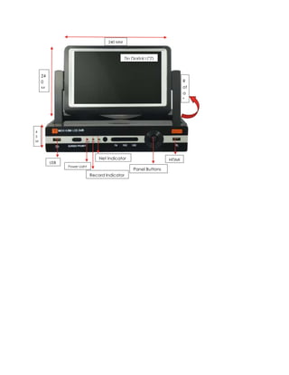 240 MM

7in Digital LCD

24
0
M
M

R
ot
a
t
a
bl
e

4
5
M
M

USB

Net Indicator
Power Light

HDMI
Panel Buttons

Record Indicator

 