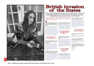 Then, I added pull quotes, taken from the answers in the body text, in red.
 