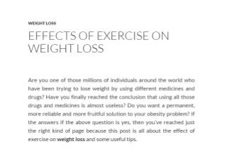 Effect of exercise on Losing Weight