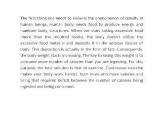 Effect of exercise on Losing Weight