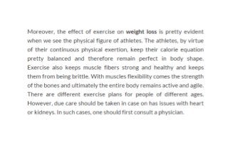 Effect of exercise on Losing Weight
