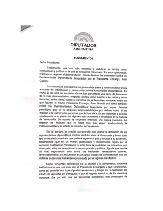 Declarar enérgico repudio a la persecución política y deslegitimación a representantes diplomáticos