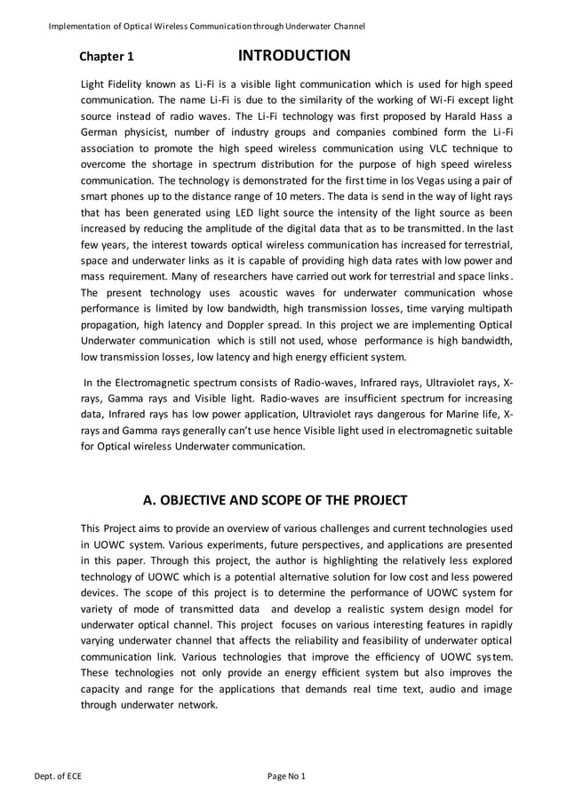 Implementation of Optical wireless communication through underwater ...