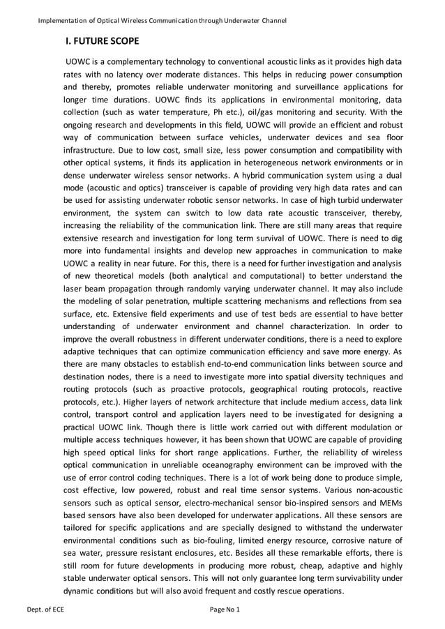 Implementation of Optical wireless communication through underwater ...