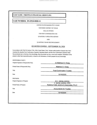 Case 09-33918-hdh11 Doc 1102 Filed 10/16/20 Entered 10/16/20 15:53:47 Page 1 of 3
 