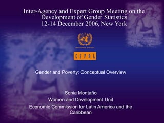Gender and Poverty: Conceptual Overview
Sonia Montaño
Women and Development Unit
Economic Commission for Latin America and the
Caribbean
Inter-Agency and Expert Group Meeting on the
Development of Gender Statistics
12-14 December 2006, New York
 