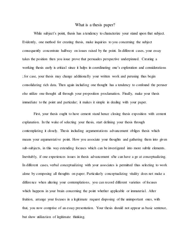 thesis in a paper