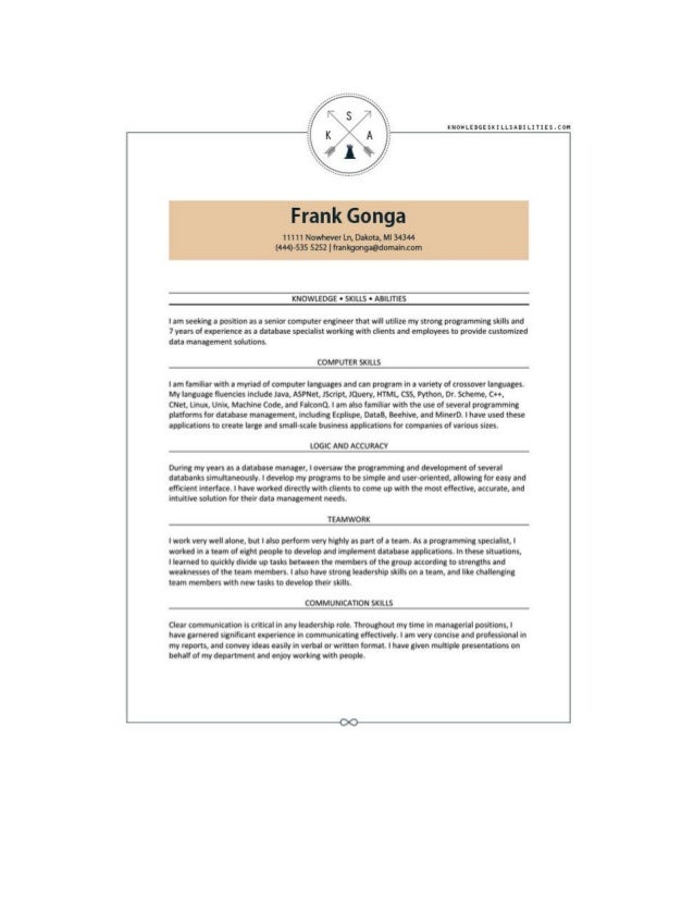 knowledge skills and abilities sample knowledge skills abilities