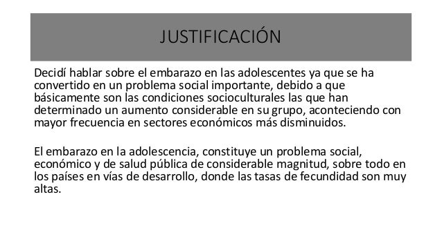 Justificacion Sobre El Embarazo En La Adolescencia