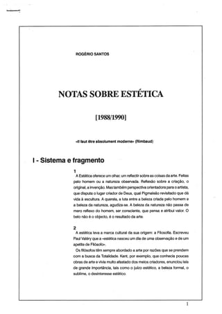Notas sobre Estética (1988-1990)
