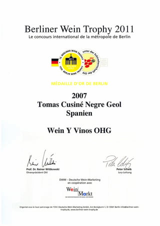 Geol 2007, Medalla d'Or de Berlin