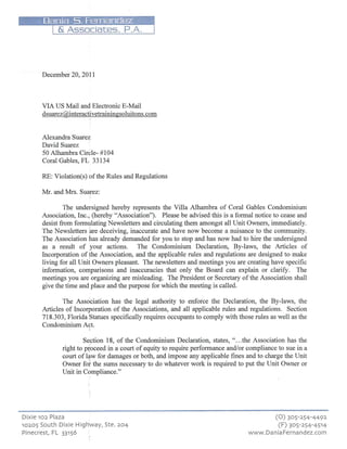 Dania S. Fernandez and Associates - Cease and Desist Letter