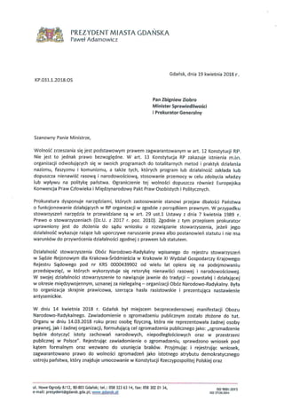 Wniosek o rozwiązanie ONR skierowany do ministra Z.Ziobro